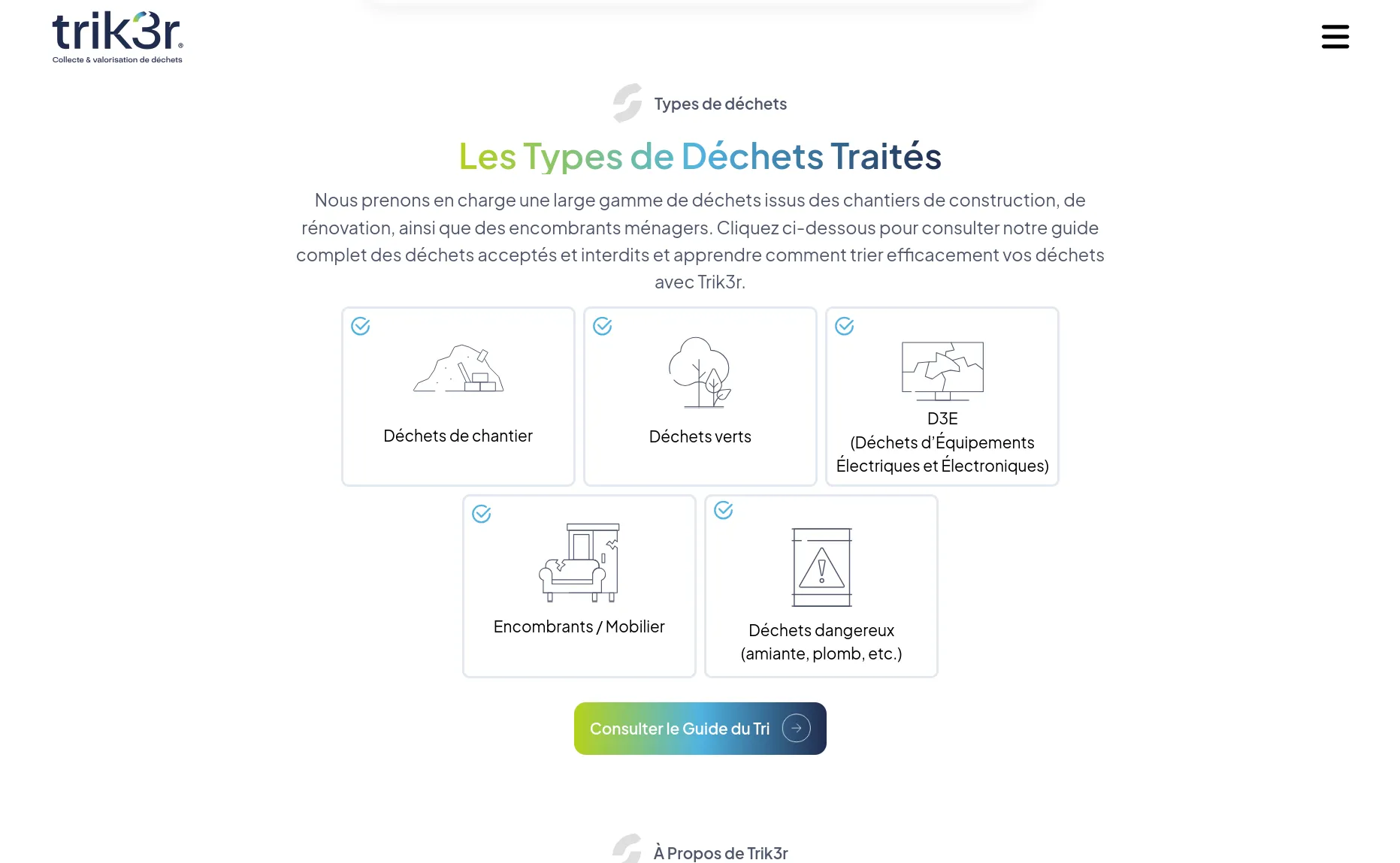 Trik3r Collecte : Types de déchets pris en charge.